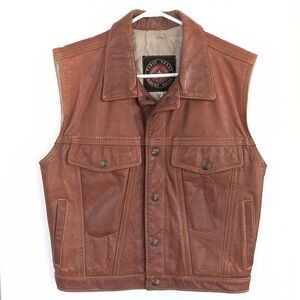 Vintage Brown Leather Biker Vest By Paris Texas Robert Krief ~ Size S
